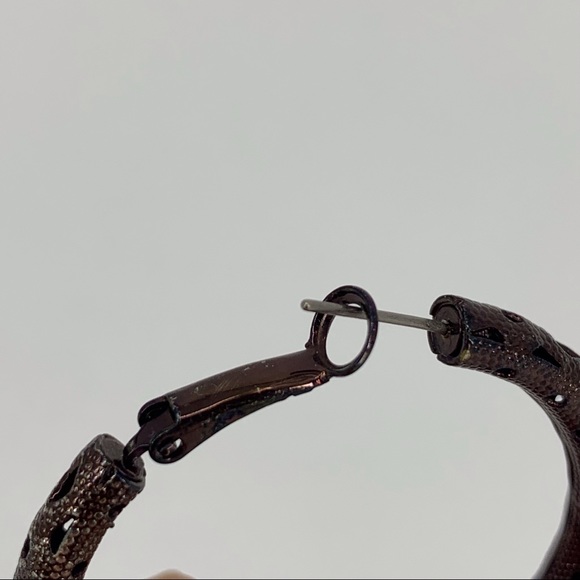 Lia Sophia Cutting Edge Brown Gold Hoop Earrings - Picture 10 of 12